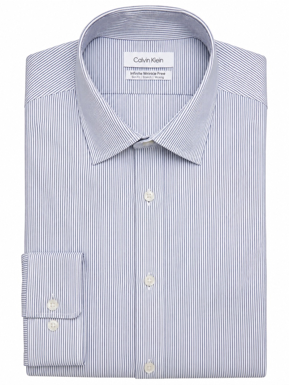 Calvin Klein Men's White Shirt with Blue Pinstripes